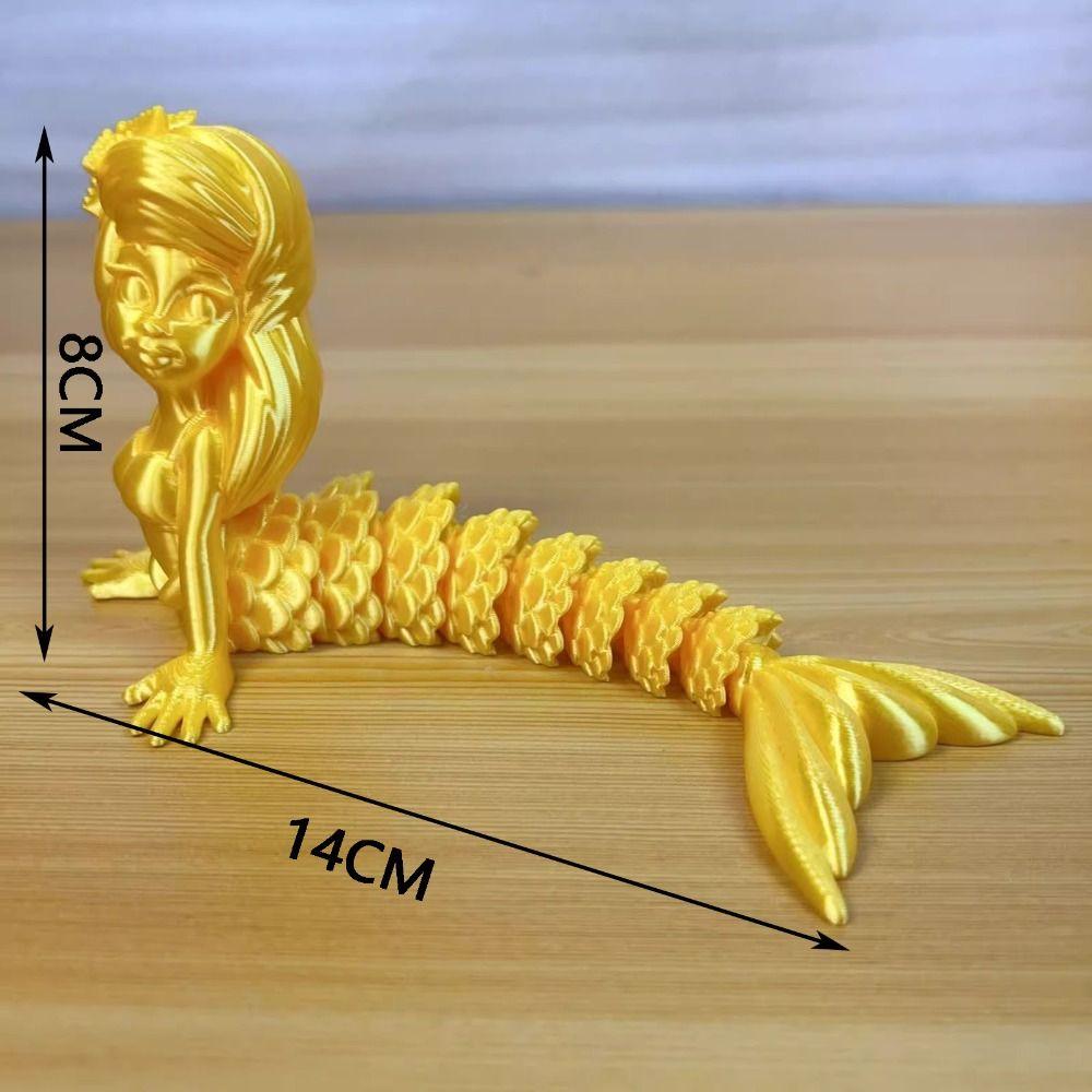 Plastic 3D Printed Mermaid Figurine Multi-jointed 6 Colors Mermaid Desktop Ornaments Movable Articulated Fidget Toy