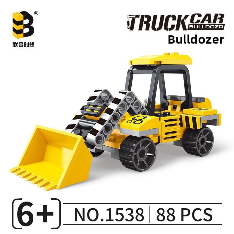 Bulldozer Engineering Urban Assembly Building Block Kid Toys Ornament Model