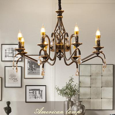 Żelazny żyrandol ze świecami, wiejski salon sypialnia jadalnia minimalistyczna sztuka Retro oprawy oświetleniowe
