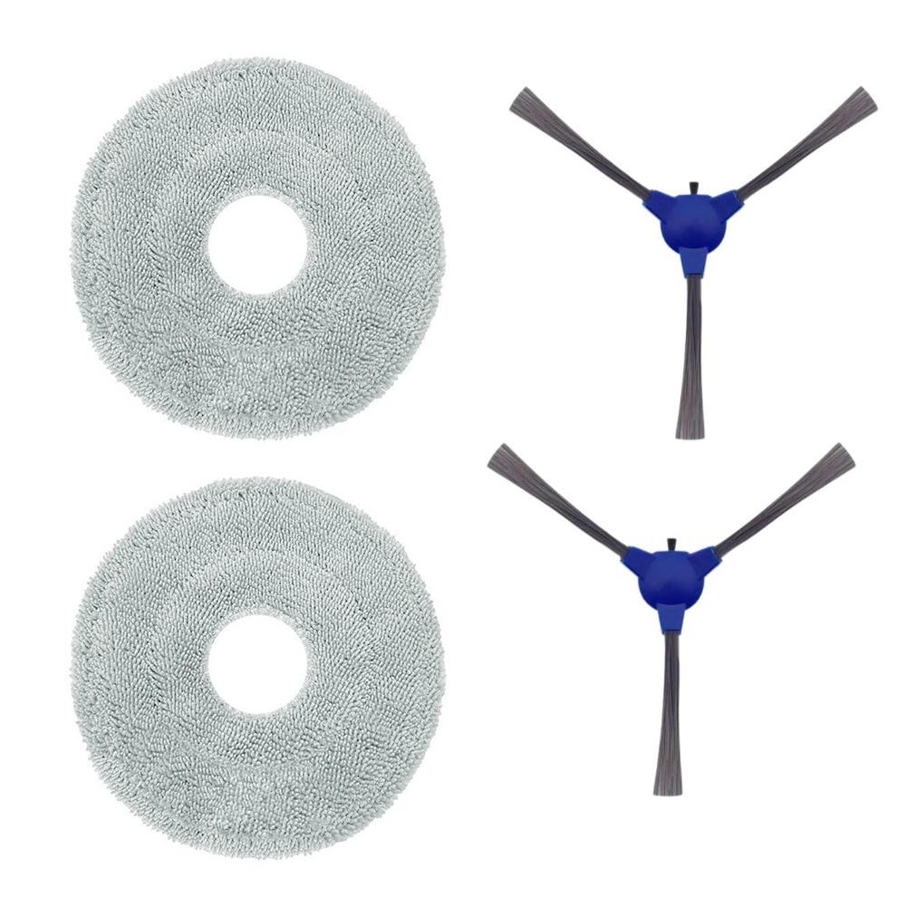 Mop Cloth And Side Brush Set For Cecotec For Conga M100 Spin AI Vacuum, Replacement Parts For Floor Cleaning, 2-Pack