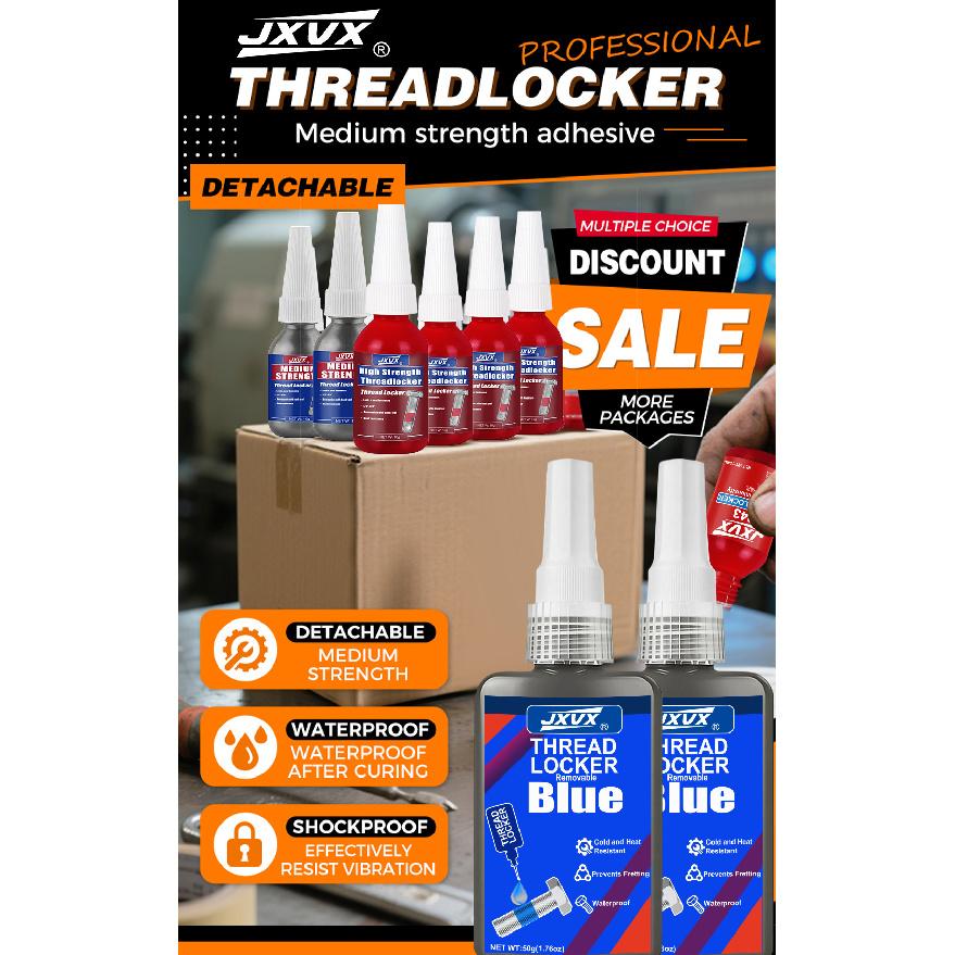 50g Threadlocker Anaerobic Glue Blue Medium Strength Automotive-grade LockerThread for Metal Fasteners Nuts Bolts To Against Losening Lock Tight Seal