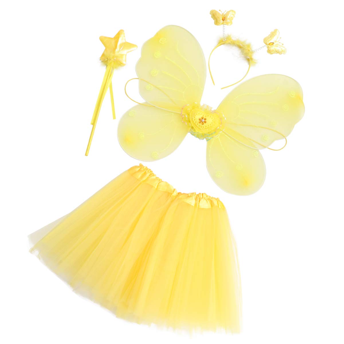 CALLARON Angel Wings for Children - Lovely Angel 3-Piece Set: Wings, Halo, Heart Wand - Costume Accessories - Unisex - 42x33cm