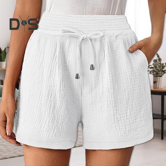 

Женские шорты на шнуровке, эластичные, с высокой талией, с боковым карманом, трапециевидной формы, свободные, однотонные, повседневная одежда, спортивные шорты, домашняя одежда, короткие брюки, пижамы, брюки M зелёный