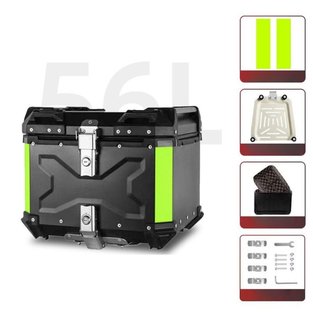 

56L Capacity Motorcycle Helmet Tail Box Waterproof Universal Fit Rear Luggage Storage Box Durable Aluminium Alloy
