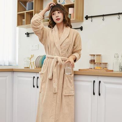 Thick Hooded Coral Fleece Bathrobe - Absorbent, Solid Color for Men & Women, Perfect for Autumn & Winter