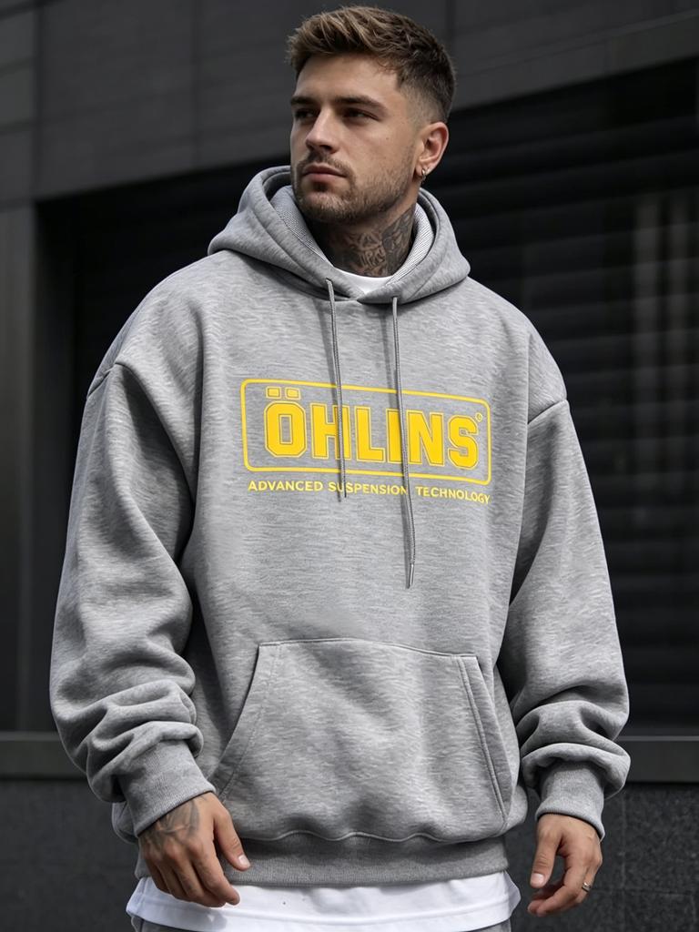 100 Polyester Ohlins Hoodie Unisex Warm Loose Long Sleeve Sweatshirt Bold Yellow Logo Street Hooded Pullover For Women