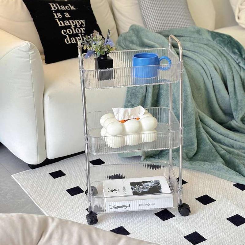 Transparenter Rollwagen Organizer Ständer Badezimmer Organizer Ständer Umzugs-Organizer Regal mit Rad