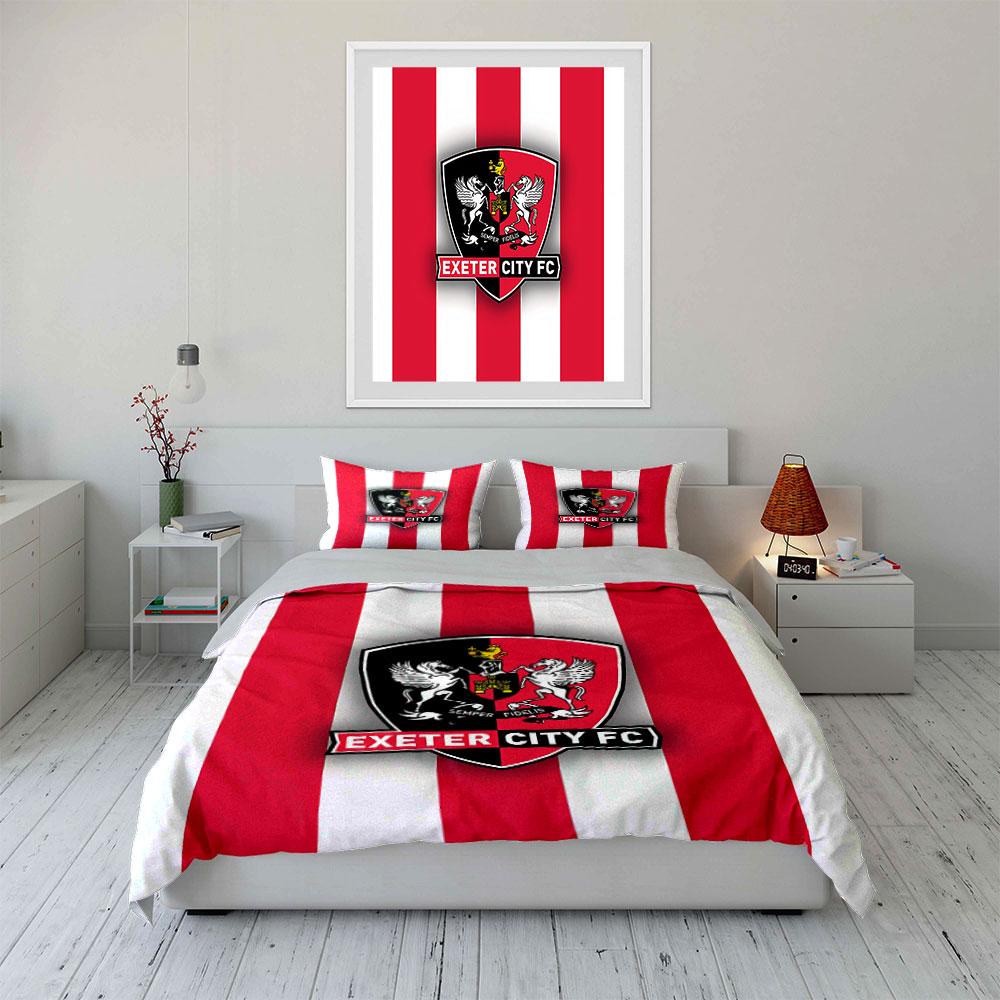 Exeter City FC Logo Design Bedding Duvet Cover Set Duvet Cover Pillowcases (1*Duvet Cover 2*Pillowcases, without duvet insert)