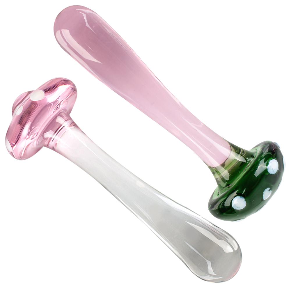 Dildos de Cristal de Hongo de 14 cm para Plug Anal Mujeres Hombres 18 Herramientas para Parejas Plug Anal Dilatador Juguetes Sexuales Juegos para Adultos Productos Eróticos Tienda