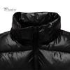 Men Thermal Vest Coat Stand Collar Sleeveless Zipper Closure Waistcoat with Pockets Design Golden Letter Print Vest Coat