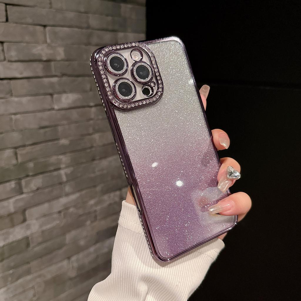 Luxury Plating Gradient Glitter Clear Case For iPhone 16 15 14 13 12 11 Pro Max 16Pro For Ultra Slim Shockproof Bumper Cover