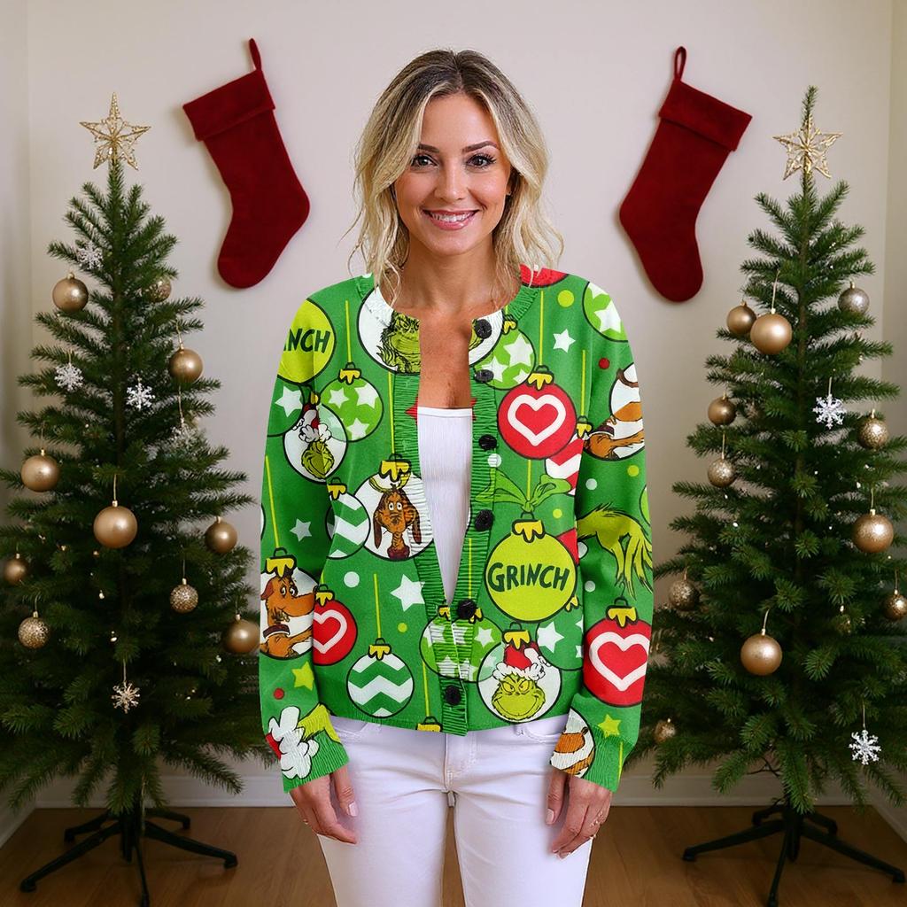 Dámský vánoční svetr Roztomilý zábavný vánoční svetr Podzimní a zimní svetr s dlouhým rukávem Pletený svetr