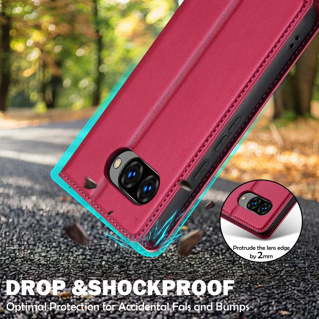 LC.IMEEKE L1 Series for Google Pixel 9a Case PU Leather Wallet Stand Protective Phone Cover