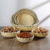 Round Fruit Snack Basket Handmade Drain Basket Natural Storage Basket