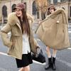 Pie Overcome Winter European and American New Women's Cotton-padded Clothes Medium and Long Large Fur Collar Plush Cotton-padded Jacket