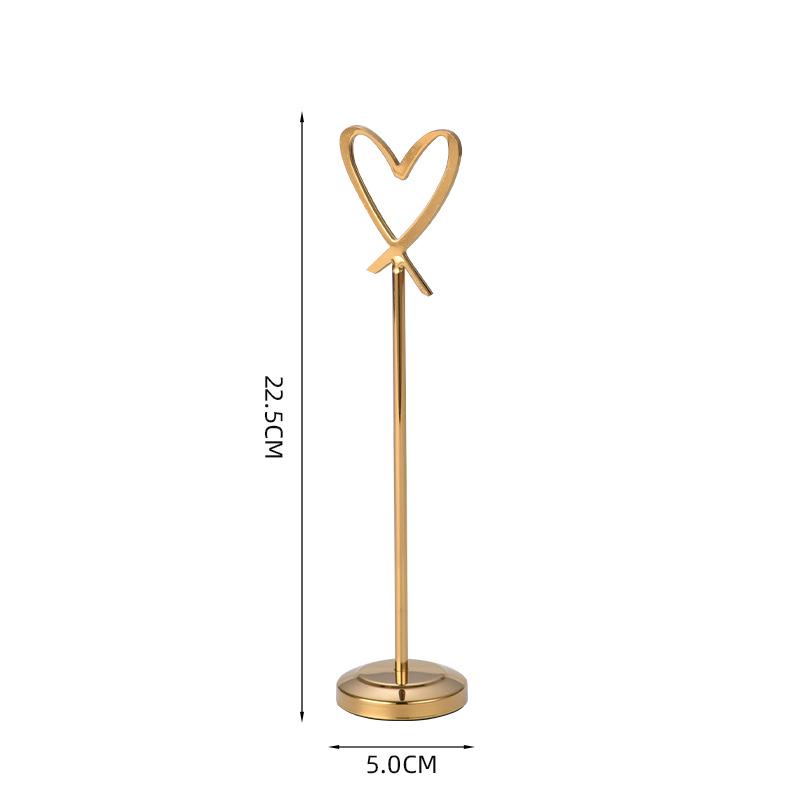 Heart-Shaped Stainless Steel Table Card Holder for Weddings, Restaurants, or Banquets.