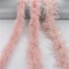 2Meters Leather Pink Ostrich Feather Trims Fluffy Turkey Feather Boas Goose Plumas Fringe Ribbon for Needlework and Handicrafts