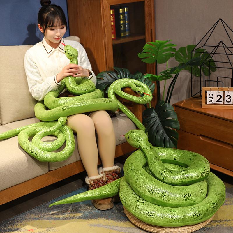 Simulation Giant Python Plush Toy Long Snake Yellow Orange Green Python Plush Toy Decorated House Holiday Decoration Trick Props