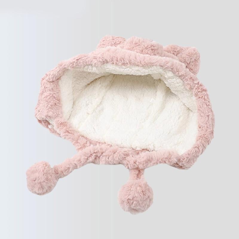 Furry Pig Ear Hat for Adult Teens Plush Earflap Hat for Shopping Skiing Windproof Beanies Hat for Cold Weather Headwear