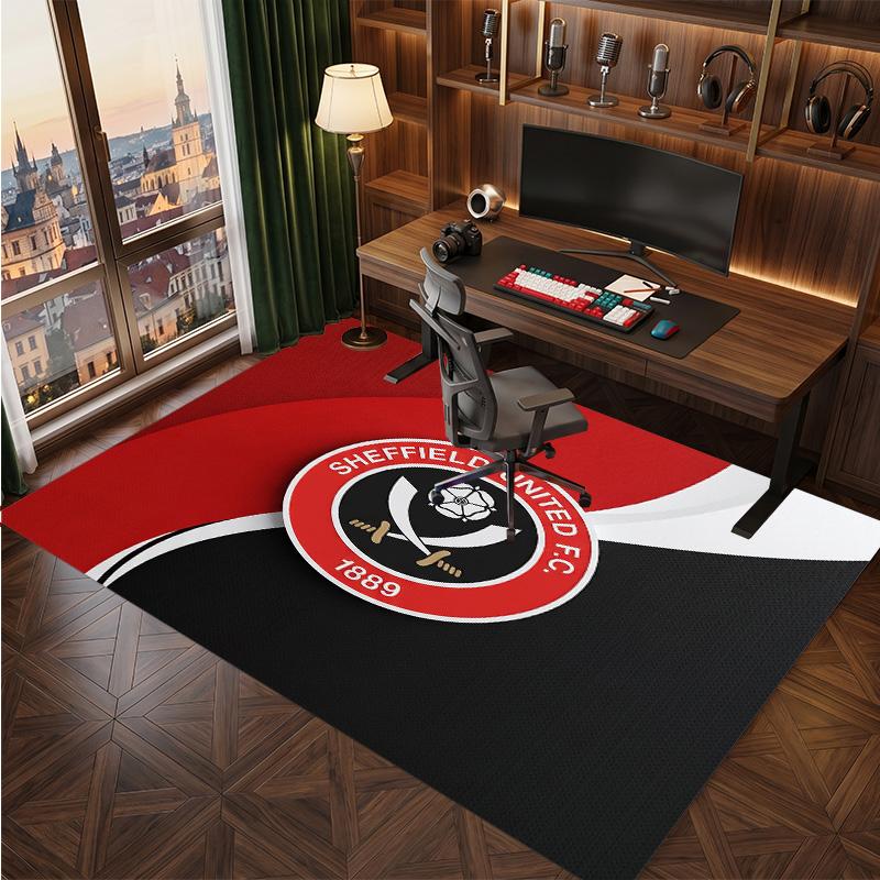 Sheffield United Football Print Crystal Velvet Rug, Comfortable Water Absorbent Non Slip Indoor Floor Carpet