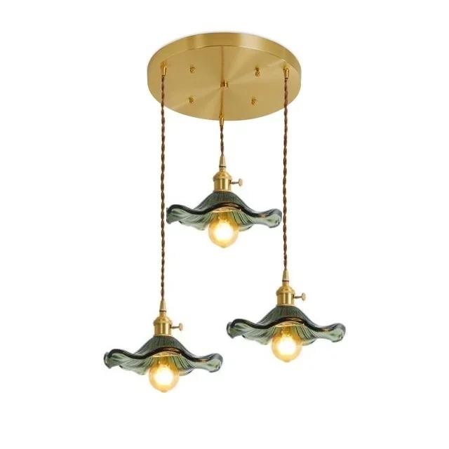 Nordic Sederhana LED Pendant Light Perlengkapan Kamar Tidur Ruang Tamu Bar Berwarna-warni Kaca Lam Gantung Copper Lantern