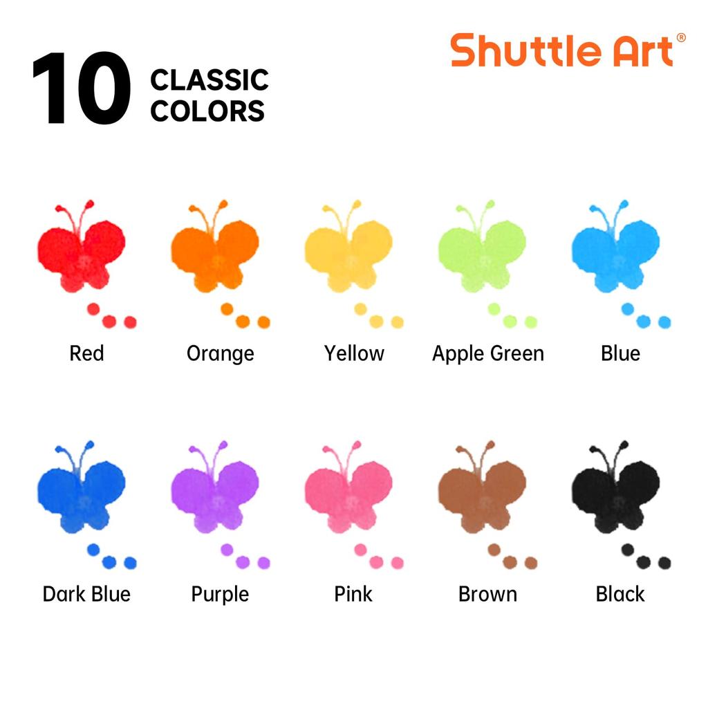 Shuttle Art Dot Marker Set of 10 For Kids Pens, Colors, 40ml, Water-Based, Washable,