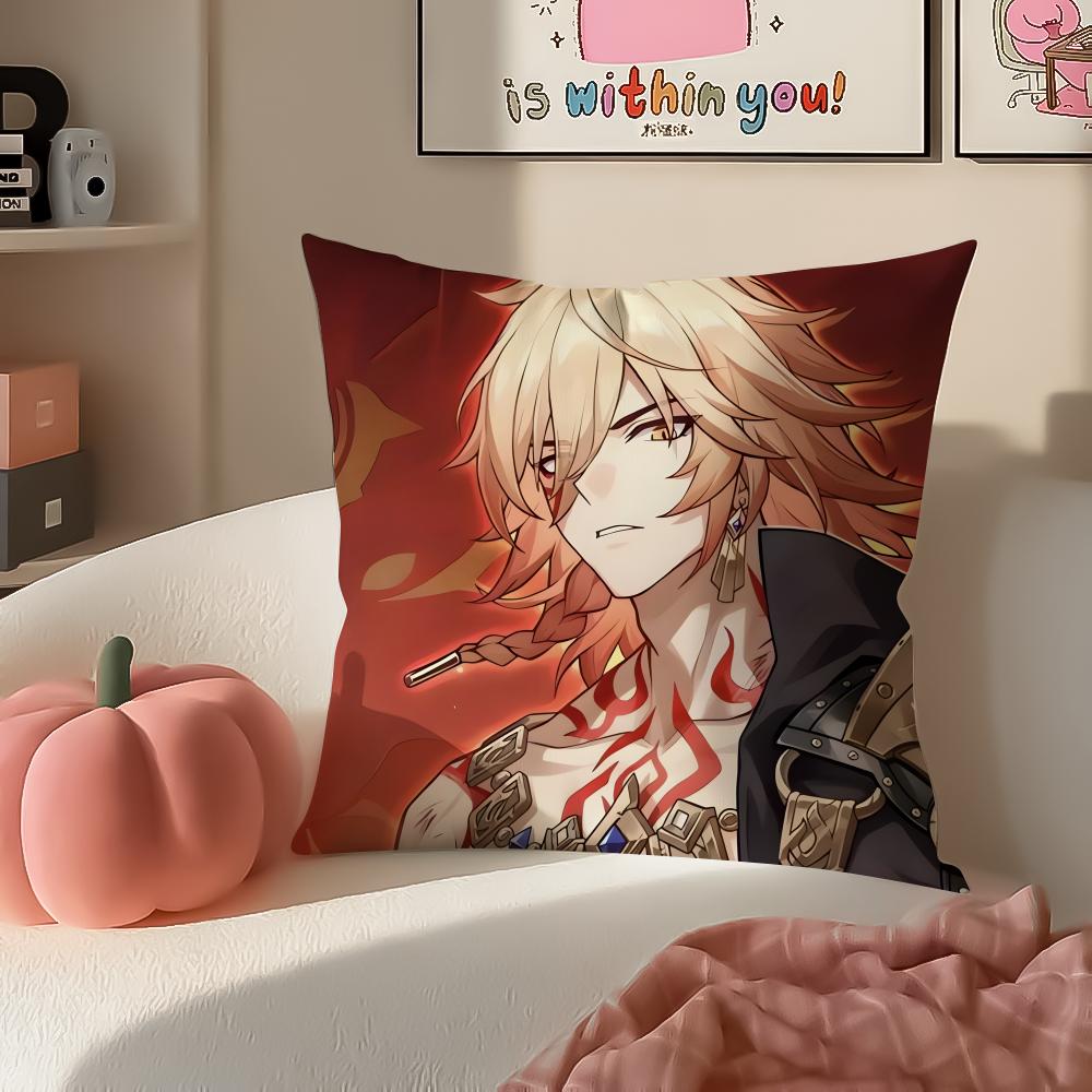 Honkai Star Rail MMydei Cushion Cover Pillowcase Short Plush Invisible Zipper Room Sofa Cushion Cover
