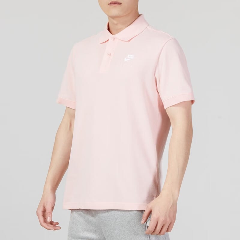 Nike Polo Shirts Men's Pink Polo Collar Moderate Straight Fit CJ4457-686