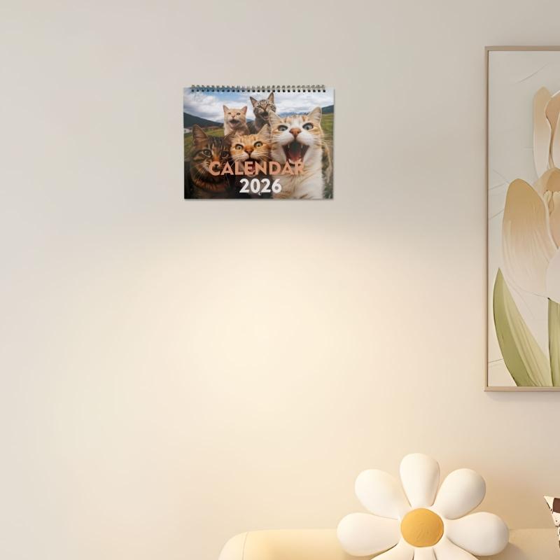 2026 Kitten Themed Wall Mounted Calendar Planner 12 Month from Jan To Dec with Date Highlight For Daily Weekly Planning