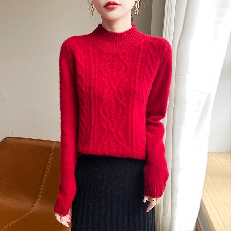 Thickened Half-high Neck Sweater Autumn and Winter Style Fashionable and Versatile Skin-friendly and Warm Cashmere Knitted Base Sweater