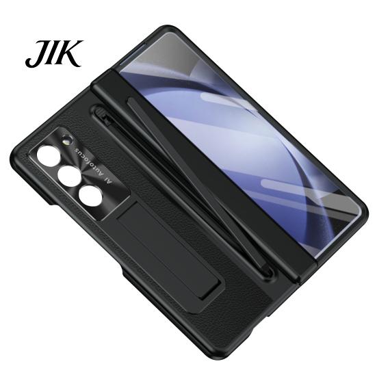 Pen Tray Stylus Phone Case for Samsung Z Fold 6 PC Shell with Slot Mobile Hinge Guard Cover Spring Protection & Integrated Kickstand Full-Body