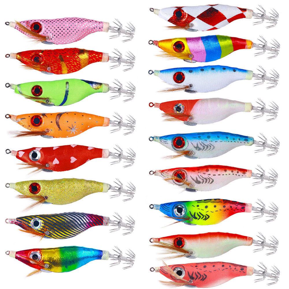 10CMLuminous Wood Shrimp9GSet of Big Eye Shrimp Lure Bait Squid Hook High Simulation Bait Night Fishing Bass Special for Bluefis