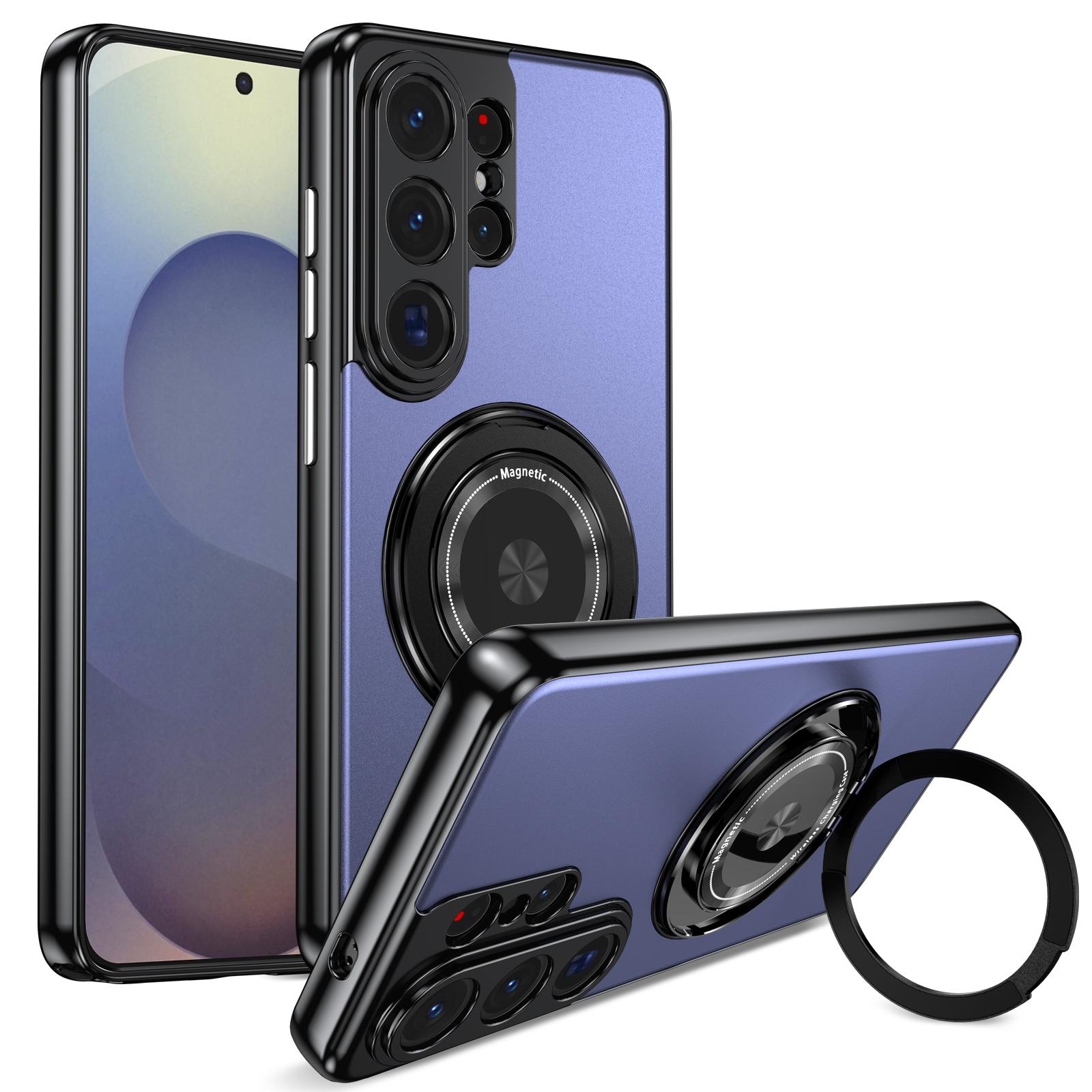 

Luxury Metallic 360 Rotating Stand Case For Samsung Galaxy S26 Ultra S26+ Plus 5G Magnetic Cover With Camera Lens Protection Galaxy S26 Ultra синій