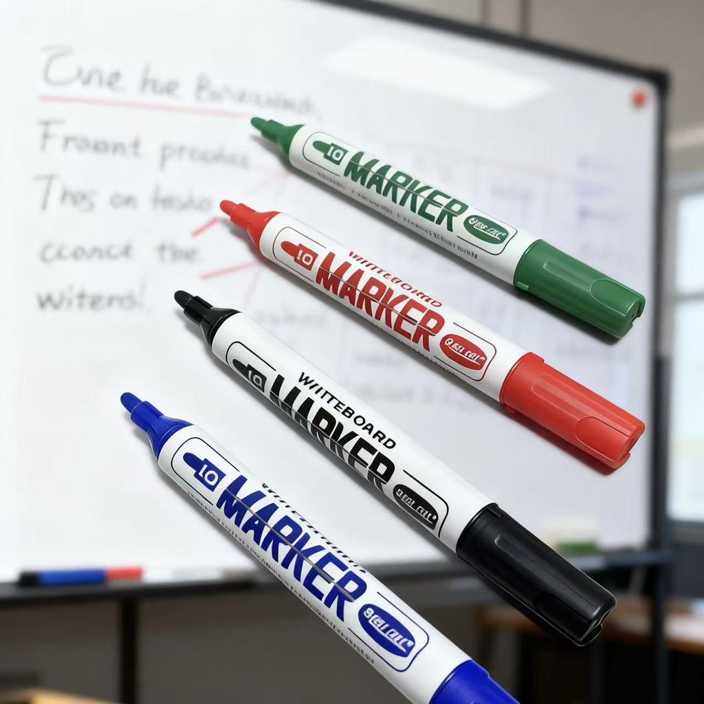 4PCS Round Tip Dry Erase Markers - Erasable Whiteboard Pens for Home/Office/Classroom, Smooth Writing