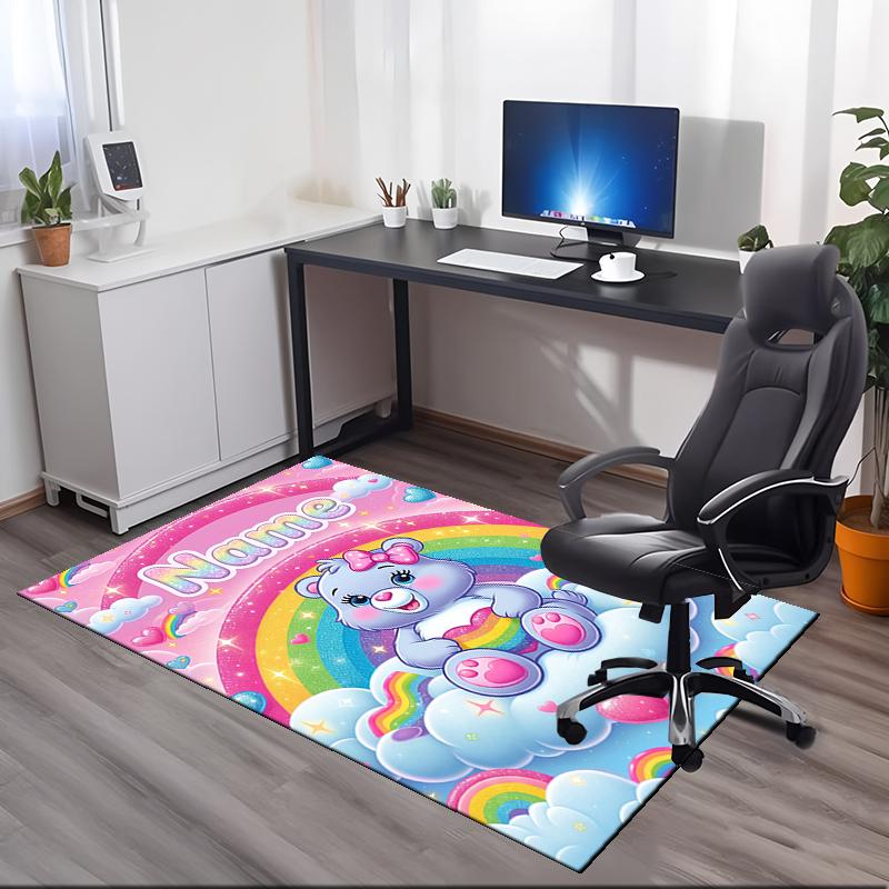 Custom Name Bear Printed Carpet Rug For Office Chair Living Room Bedroom Kitchen Room Decor Gifts
