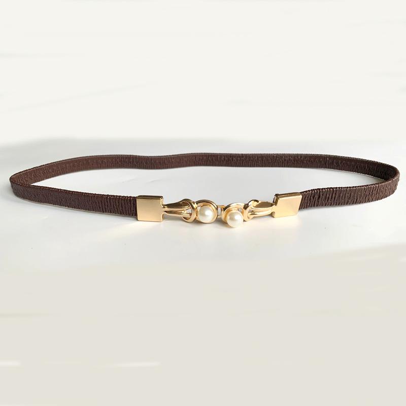 New Creative Pearl Buckle Elastic Elastic Waist Tightening Waist Seal European and American Style Dress Belt