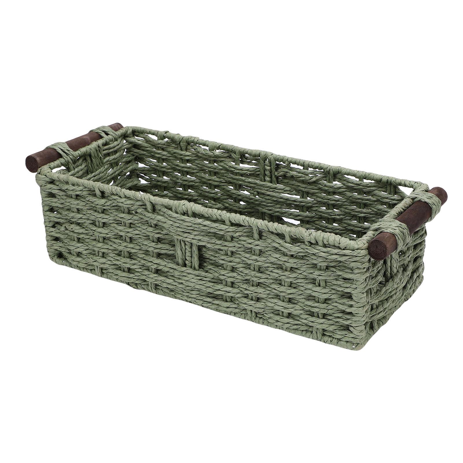 Корзина для хранения из бумажной веревки Ручная работа Плетеная Декоративный контейнер для хранения Накладка на бачок унитаза Бумажная корзина для полок Столешница Green 1190₽