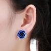 Rose Shaped 4 Color Alloy Rhinestone Stud Earrings for Women Silver Plated Crystal Rose Earrings Fashion Jewelry Gift