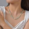 Jewelry, Stainless Steel Chain, Natural Stone Beaded Gold Necklace Ladies Nc-2296