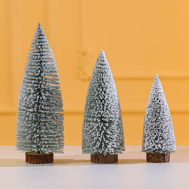 Weihnachtsdekoration Klebrige Mini Schnee Weihnachtsbaum Tischdekoration Strömten Zeder Baum Szene Anordnung Geschenke