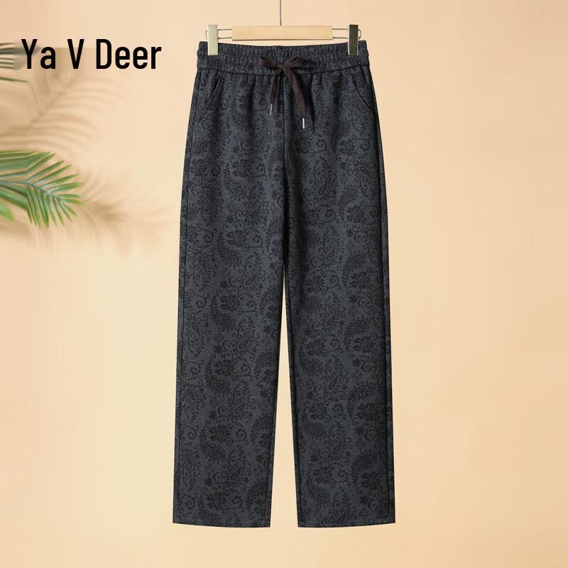 Yalu Women s Retro Printed Jacquard Wide-Leg Pants 3XL