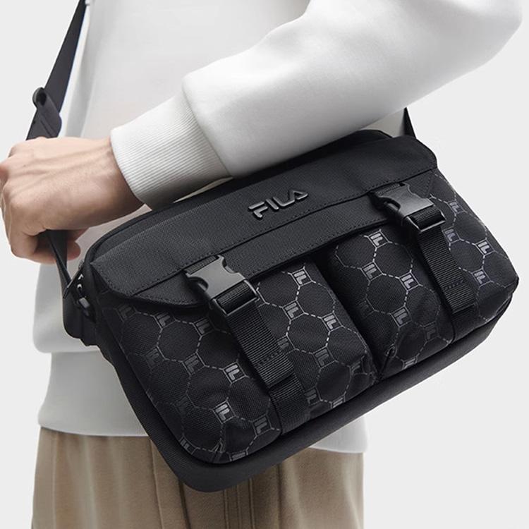 Fila Logo Print Fabric Vintage Shoulder Crossbody Bag Men Bags F13M348102FBK