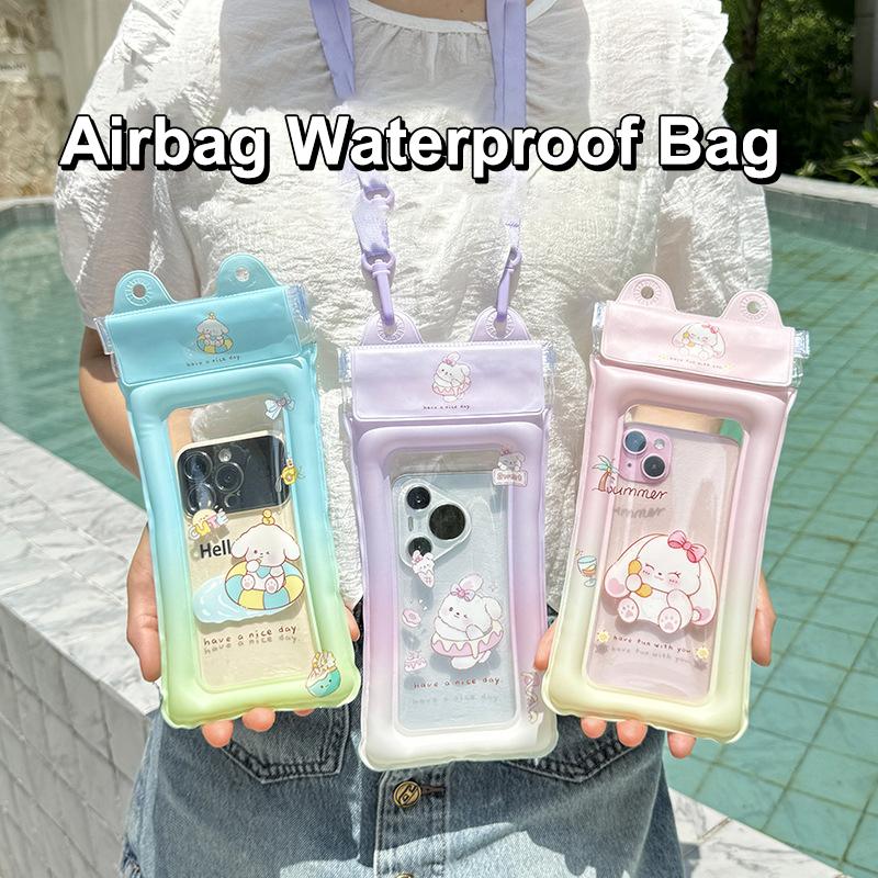 Universal Cartoon Waterproof Phone Case Pouch Swimming Underwater Photography Air Cushion Water Proof Bag Hanging Diving Pouch
