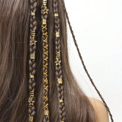 36pcs Vintage Stars Decor Hair Ring Beads Hair Accessories #468708