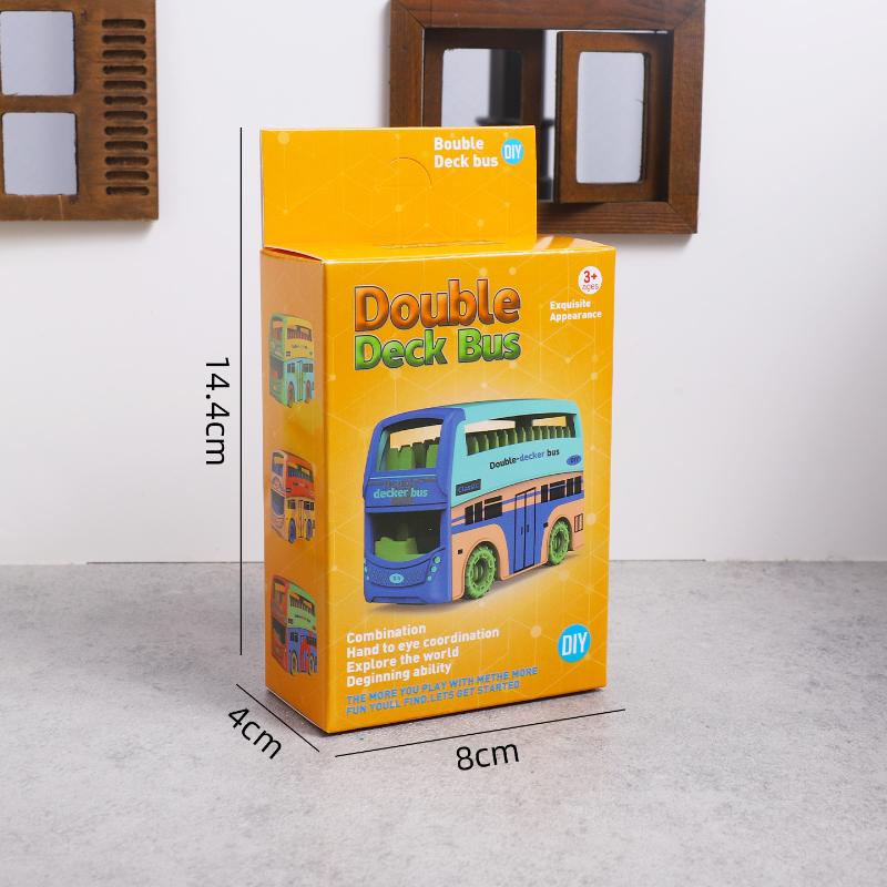 Dollhouse Mini Double  Bus Toy Colorful Model for Kids Room Play Accessories Educational Childrens Gift
