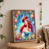 Disney Ariel Christmas Oil Painting Kit, Home Decor Handmade Gift, Elegant Mermaid Wall Art, Festive Holiday Decoration Painting