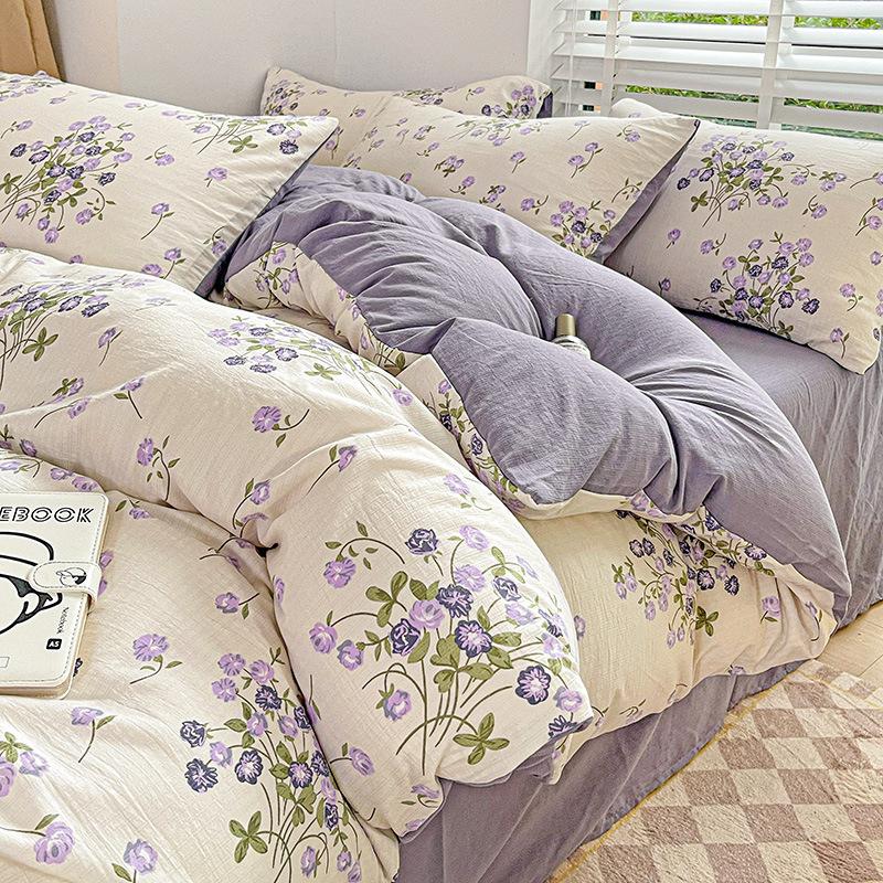Idyllic Bedding Four-piece Set Skin-friendly Breathable Bed Sheet Quilt Cover Pillowcase
