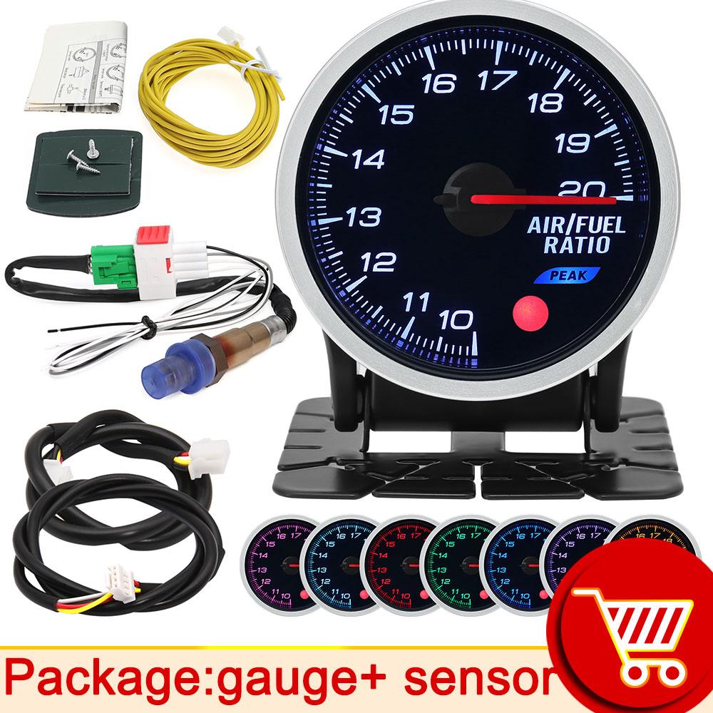 AD 8 Color Air Fuel Ratio Gauge With Narrowband O2 Oxygen Sensor Car Gauge 52mm Digital Display Fit for 12V Car AFR Meter