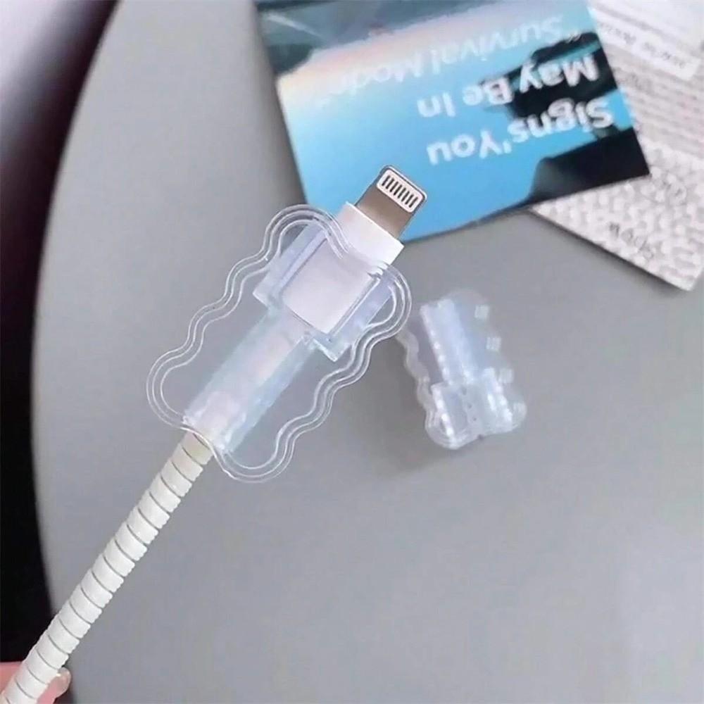 5Pcs Transparent Data Cable Protector Double Layered Waves Data Cable Sleeves New Cord Saver