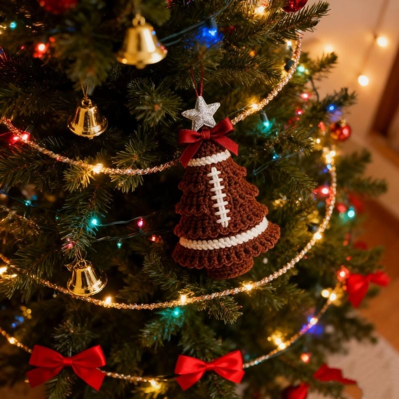 Handmade Crochet Christmas Tree Set For Home Decoration With Step-by-Step Tutorial Instruction Crochet Hook and Yarn